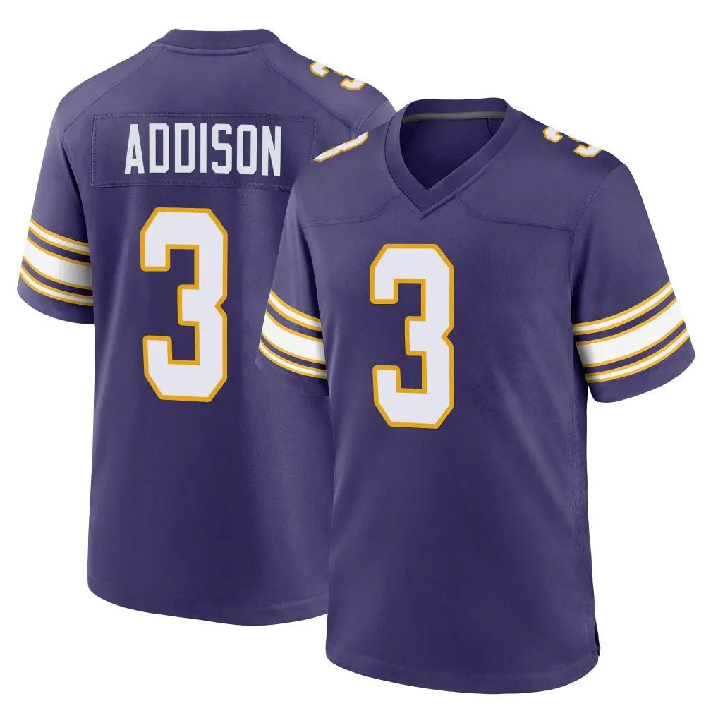 Yuxns M.Vikings #3 Jordan Addison Player Purple Classic Home Game Stitched Jerseys