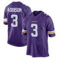 Yuxns M.Vikings #3 Jordan Addison Player Purple Home Game Stitched Jerseys