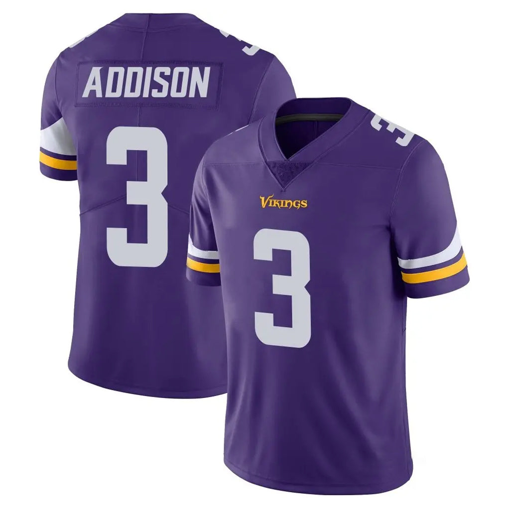 Yuxns M.Vikings #3 Jordan Addison Player Purple Limited Vapor Untouchable Home Game Stitched Jerseys