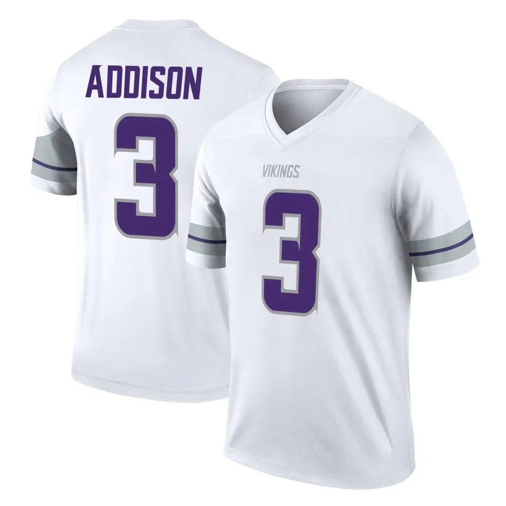Yuxns M.Vikings #3 Jordan Addison Player White Alternate Legend Home Game Stitched Jerseys