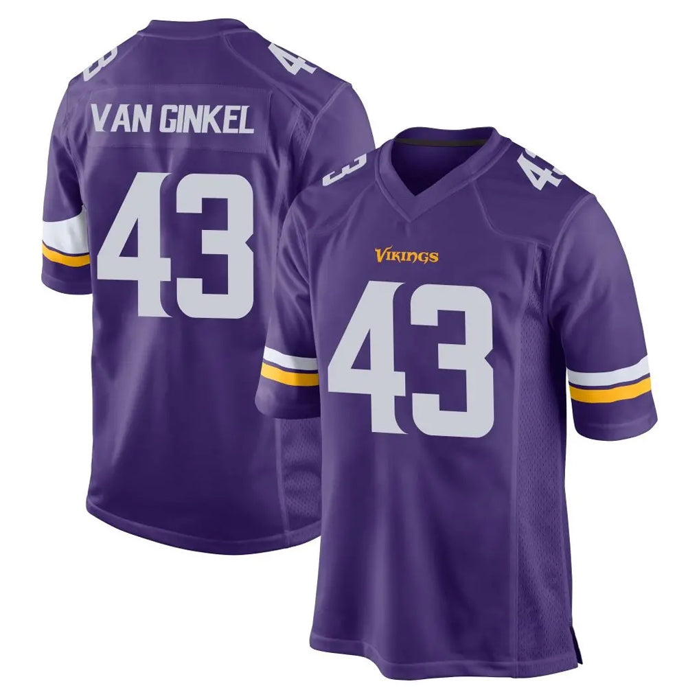 Yuxns M.Vikings #43 Andrew Van Ginkel Player Purple Home Game Stitched Jerseys