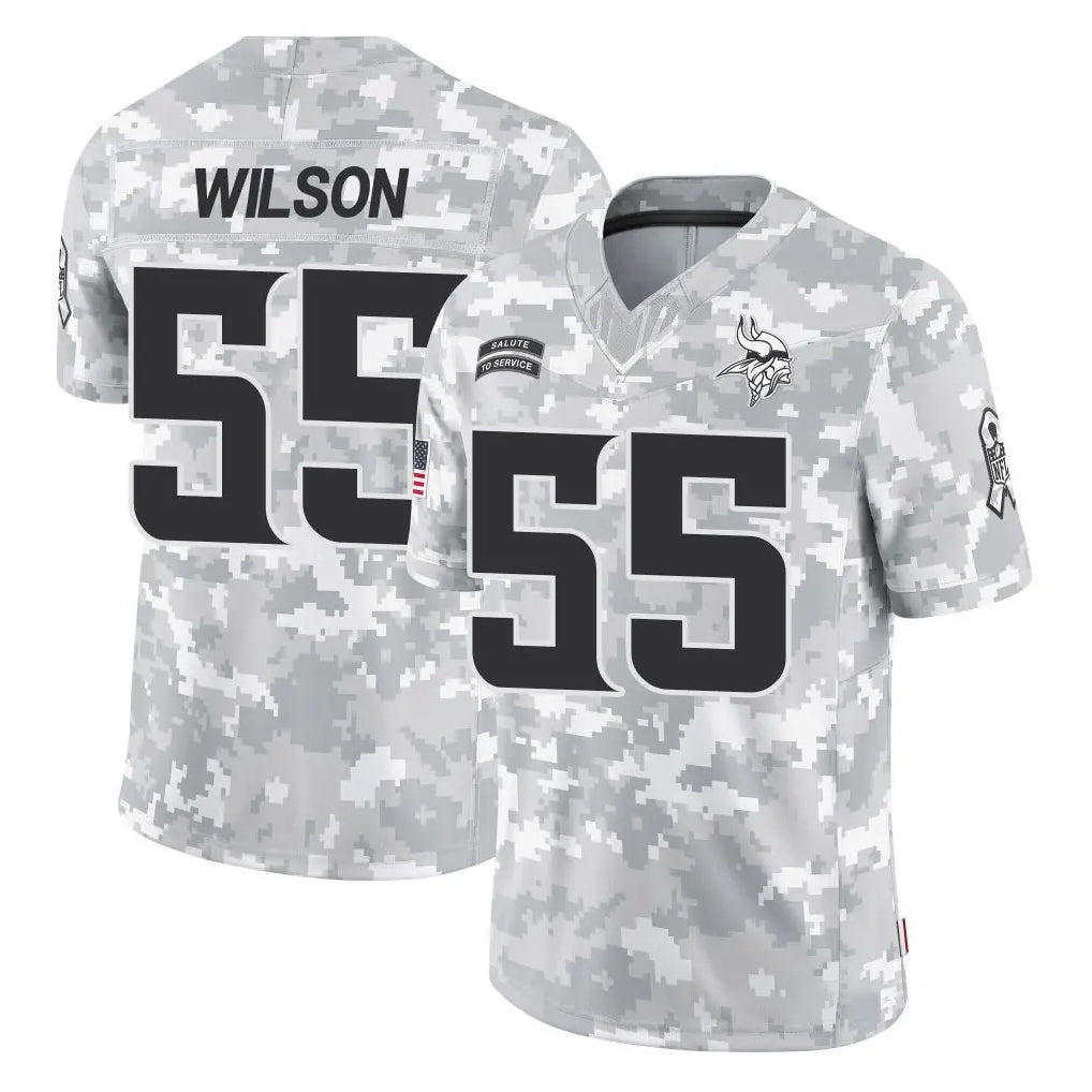 Yuxns M.Vikings #55 Eric Wilson Player Arctic Camo Salute To Service Limited Game Stitched Jerseys