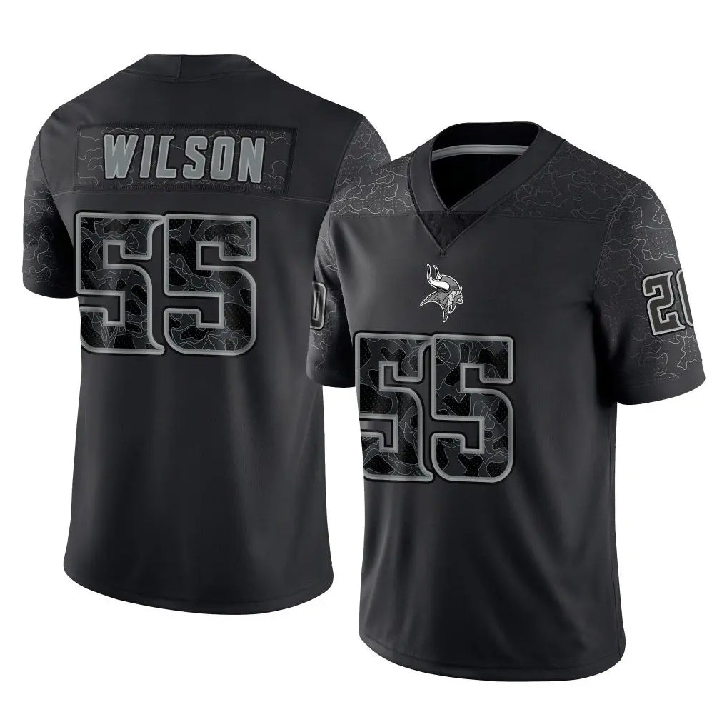 Yuxns M.Vikings #55 Eric Wilson Player Black Reflective LImited Home Game Stitched Jerseys