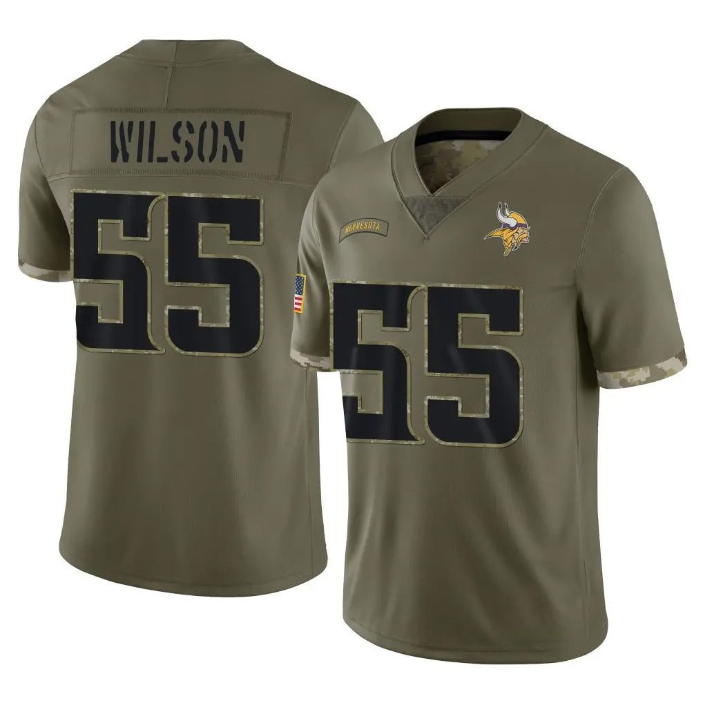 Yuxns M.Vikings #55 Eric Wilson Player Olive Salute To Service Limited Stitched Jerseys
