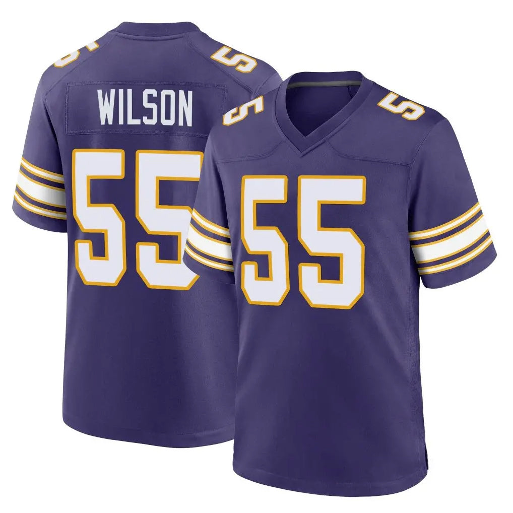 Yuxns M.Vikings #55 Eric Wilson Player Purple Classic Home Game Stitched Jerseys