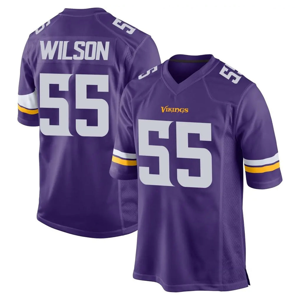 Yuxns M.Vikings #55 Eric Wilson Player Purple Home Game Stitched Jerseys