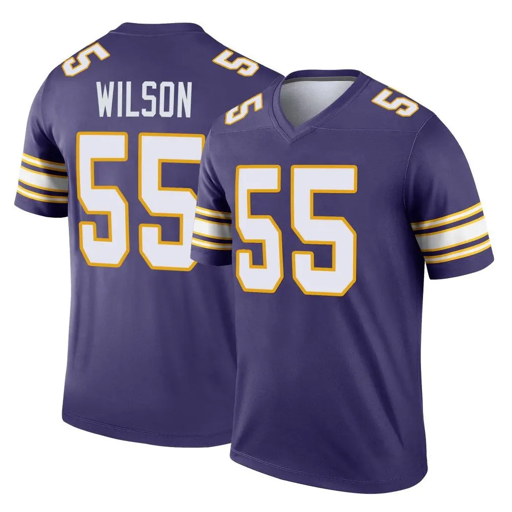 Yuxns M.Vikings #55 Eric Wilson Player Purple Limited Classic Home Game Stitched Jerseys