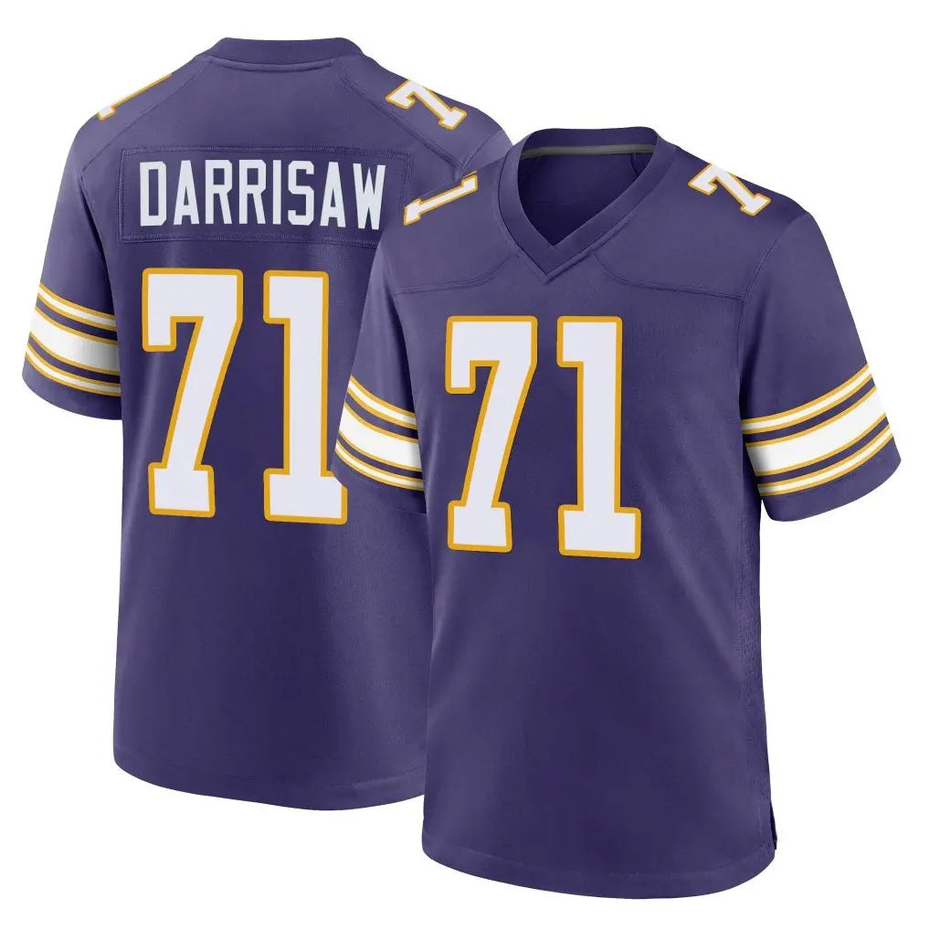 Yuxns M.Vikings #71 Christian Darrisaw Player Purple Classic Home Game Stitched Jerseys