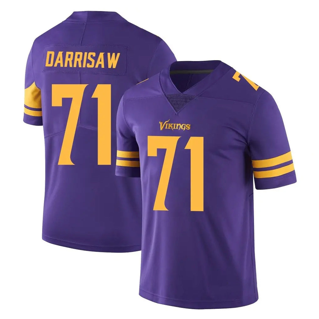 Yuxns M.Vikings #71 Christian Darrisaw Player Purple Limited Color Rush Home Game Stitched Jerseys