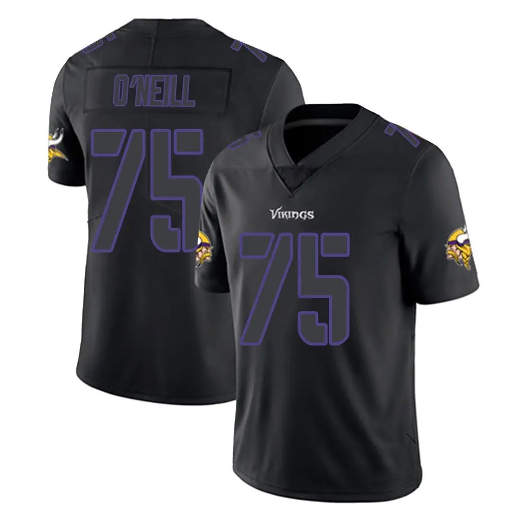 Yuxns M.Vikings #75 Brian O'Neill Player Black Impact LImited Home Game Stitched Jerseys