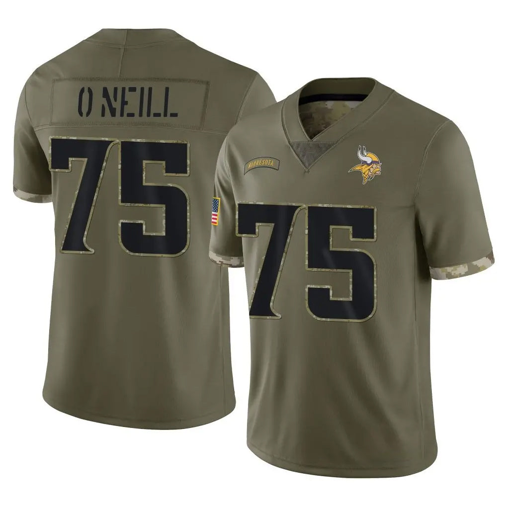 Yuxns M.Vikings #75 Brian O'Neill Player Olive Salute To Service Limited Stitched Jerseys