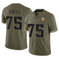 Yuxns M.Vikings #75 Brian O'Neill Player Olive Salute To Service Limited Stitched Jerseys