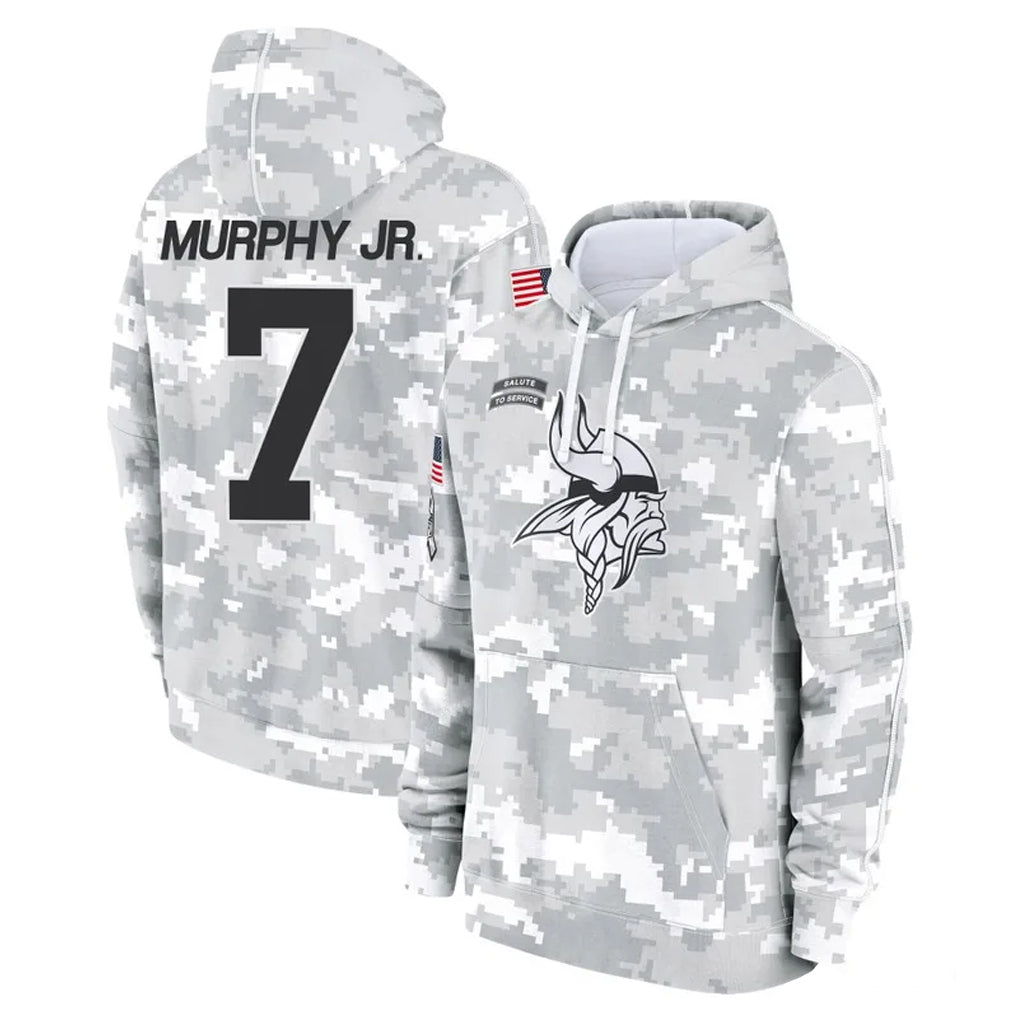 Yuxns M.Vikings #7 Byron Murphy Jr. Player Arctic Camo Salute to Service Pullover Hoodies Limited Game Stitched Jerseys