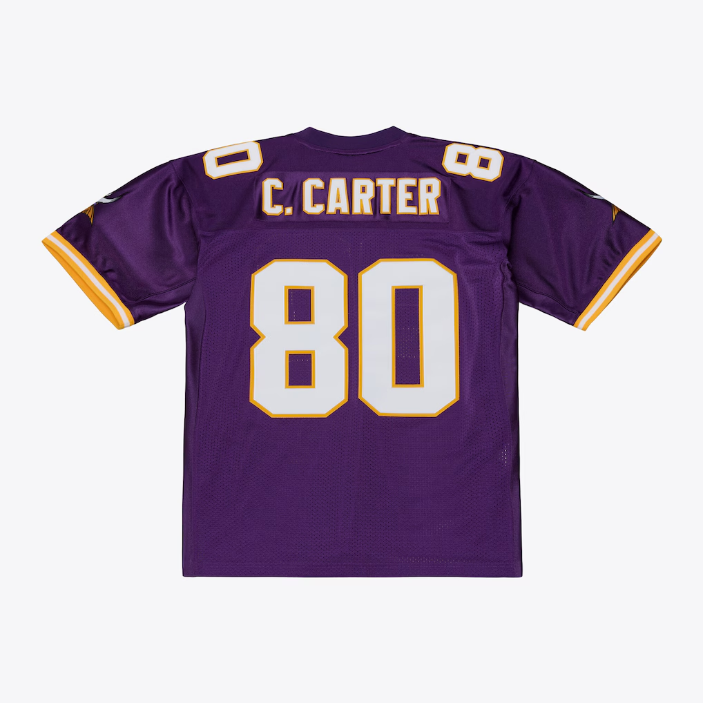 Yuxns M.Vikings #80 Cris Carter Mitchell & Ness Purple 2001 Authentic Throwback Stitched Jerseys