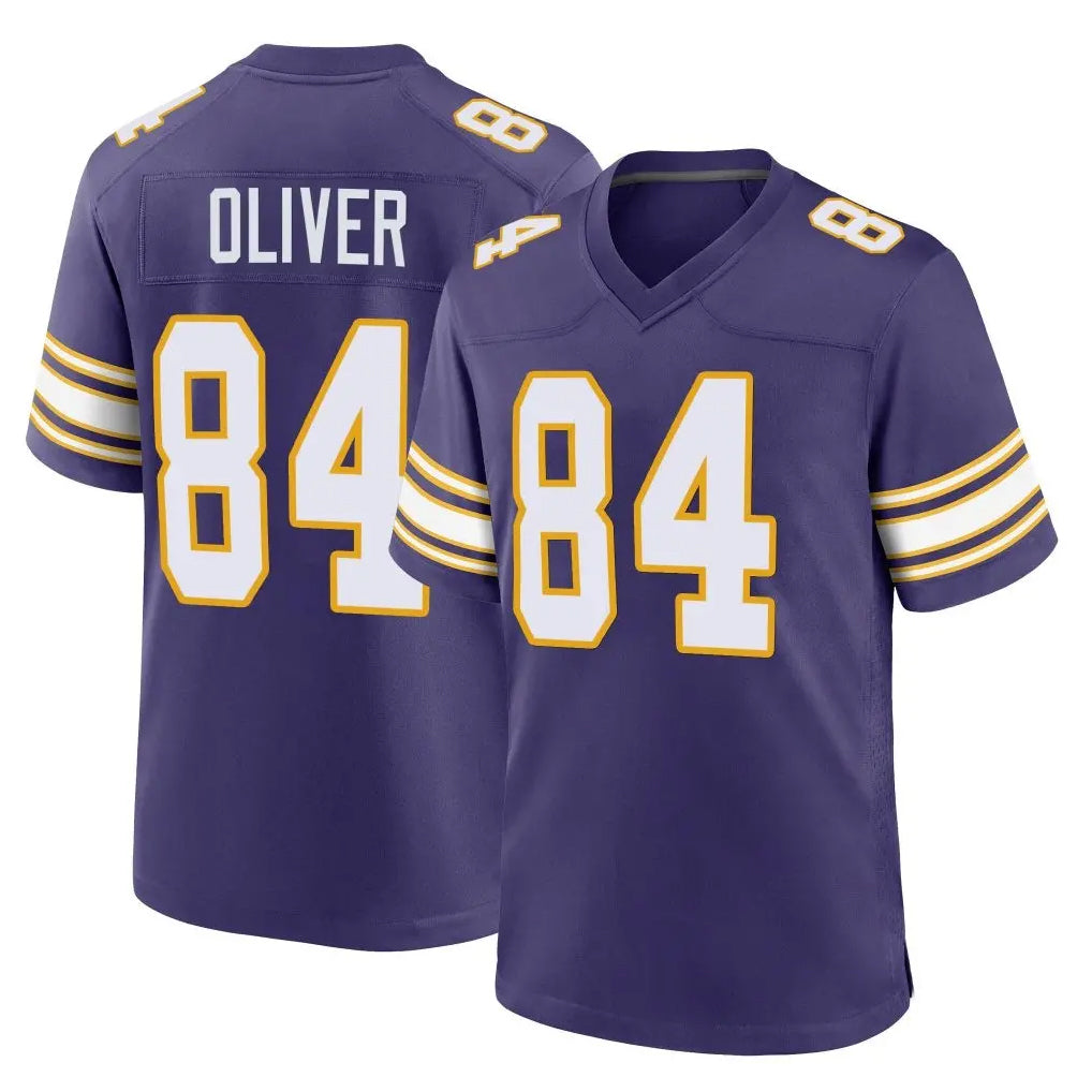 Yuxns M.Vikings #84 Josh Oliver Player Purple Classic Home Game Stitched Jerseys