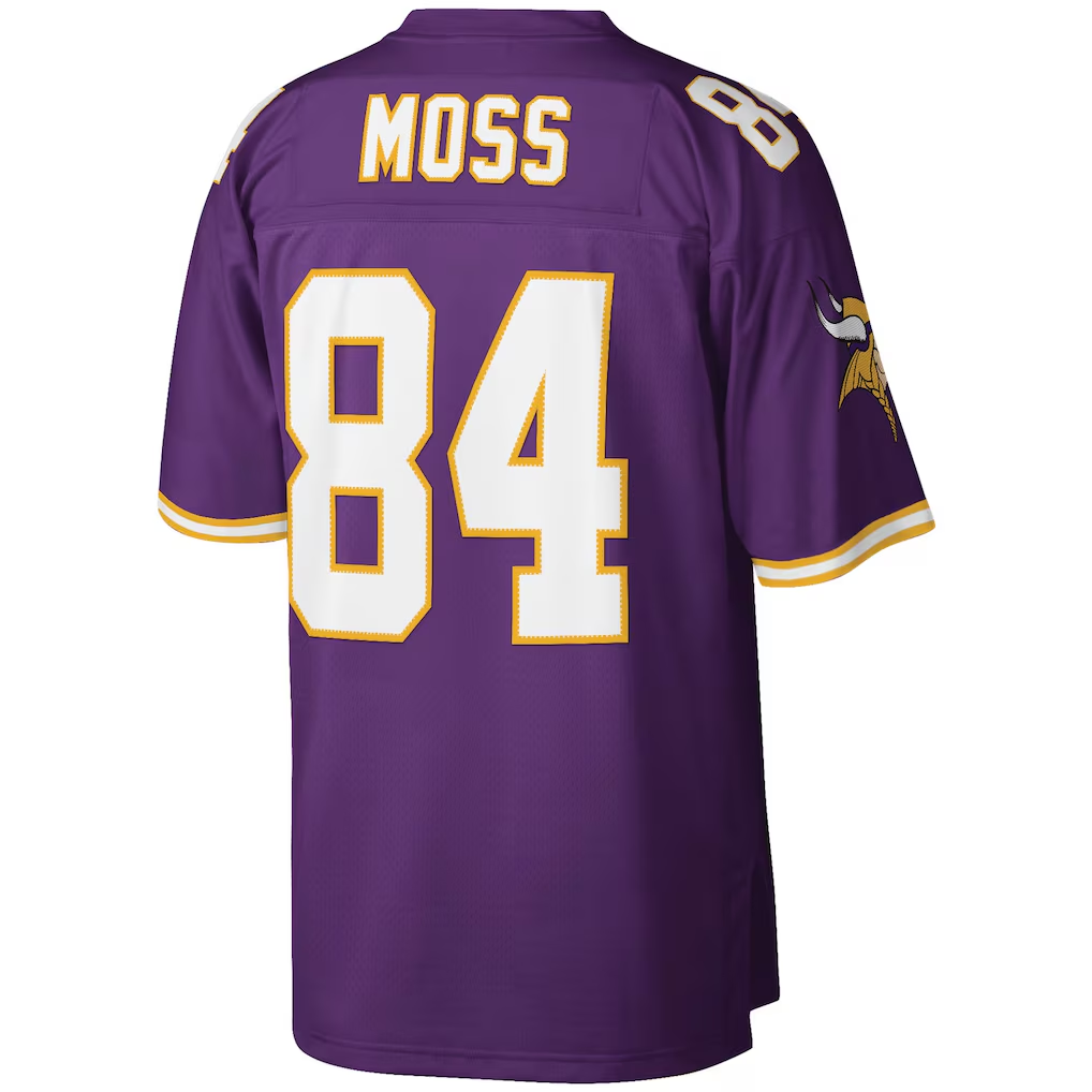Yuxns M.Vikings #84 Randy Moss Mitchell & Ness Purple Legacy Replica Puhic Stitched Jerseys