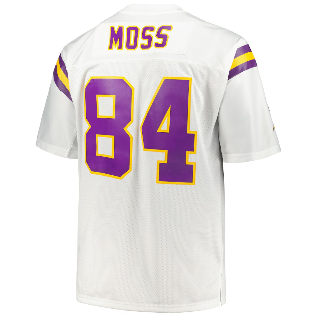 Yuxns M.Vikings  #84 Randy Moss Mitchell & Ness White Big & Tall 1998 Legacy Retired Player Puhic Stitched Jerseys