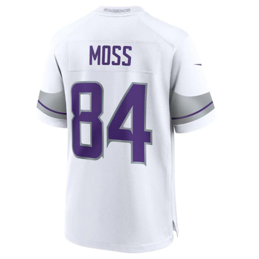 Yuxns MN.Vikings #84 Randy Moss White Alternate Retired Player Game Jersey American Stitched Jerseys