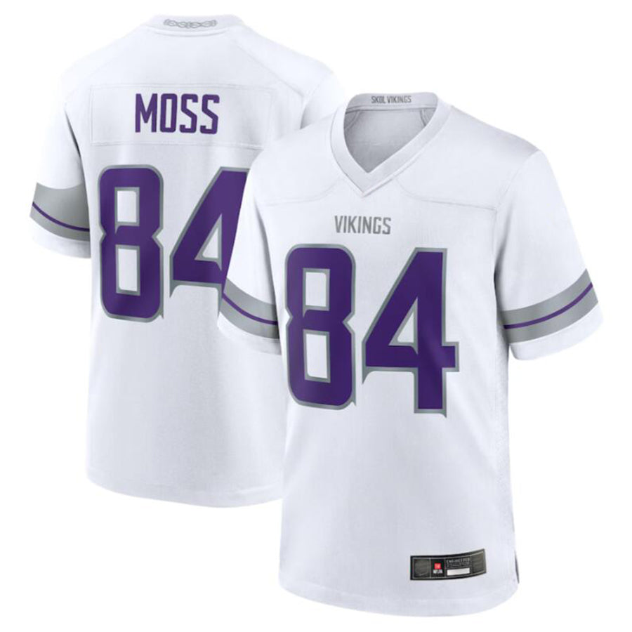 Yuxns MN.Vikings #84 Randy Moss White Alternate Retired Player Game Jersey American Stitched Jerseys