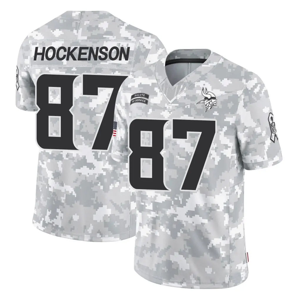 Yuxns M.Vikings #87 T.J. Hockenson Player Arctic Camo Salute To Service Limited Game Stitched Jerseys