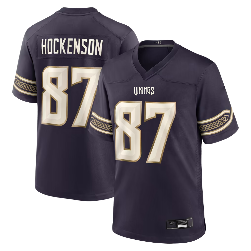 Yuxns M.Vikings #87 T.J. Hockenson Purple 2026 Rivalries Collection Game Stitched Jerseys