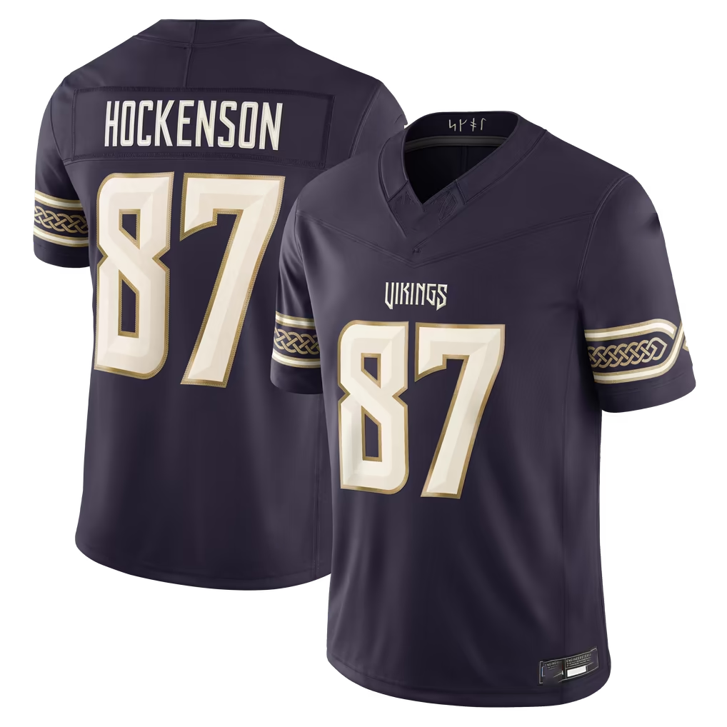 Yuxns M.Vikings #87 T.J. Hockenson Purple 2026 Rivalries Collection Limited Stitched Jerseys