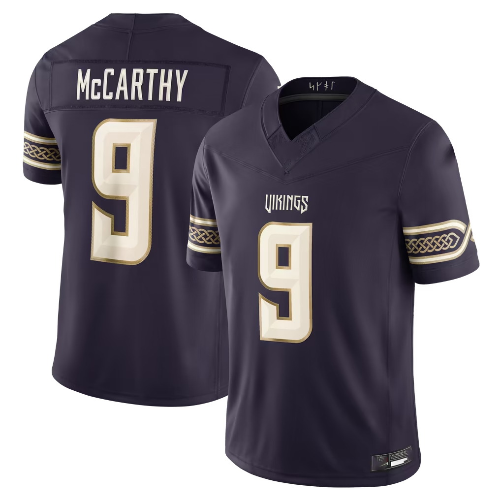 Yuxns M.Vikings #9 J.J. McCarthy Purple 2026 Rivalries Collection Limited Stitched Jerseys