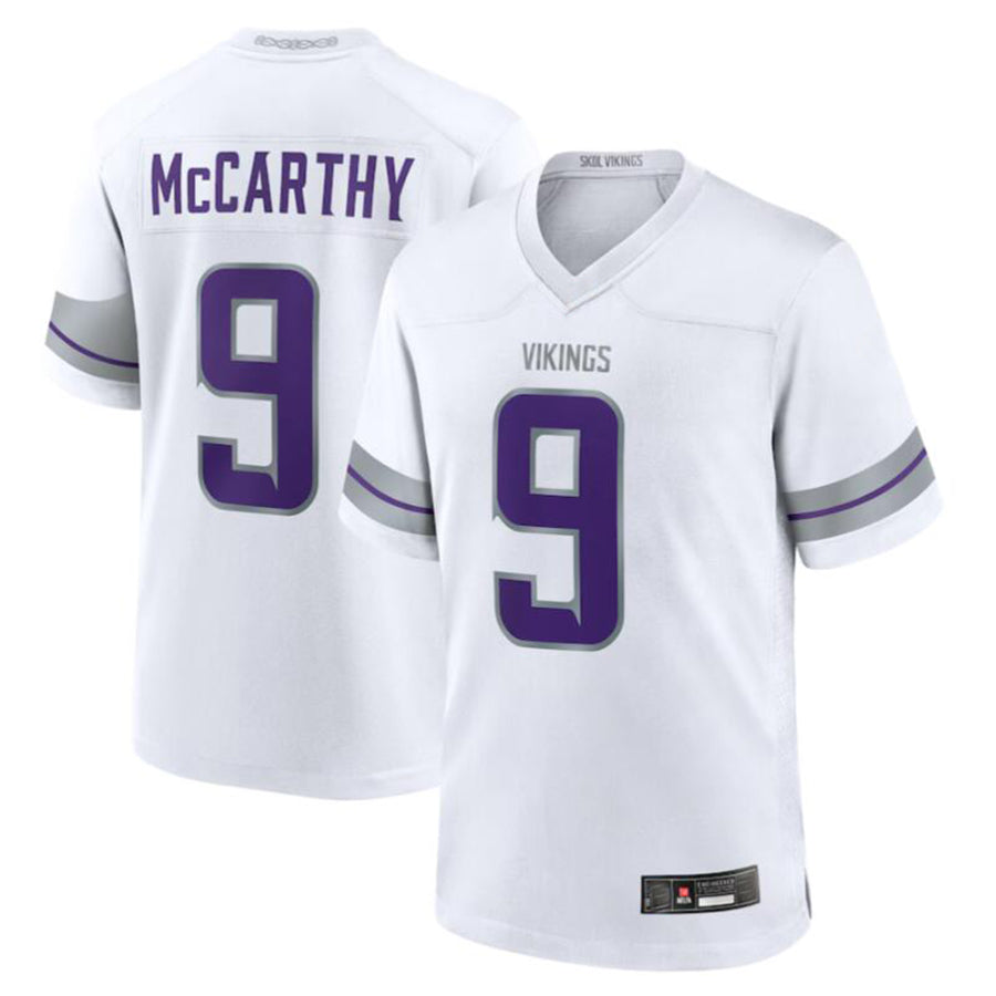 Yuxns MN.Vikings #9 J.J. McCarthy White Alternate Game Player Jersey American Stitched Jerseys