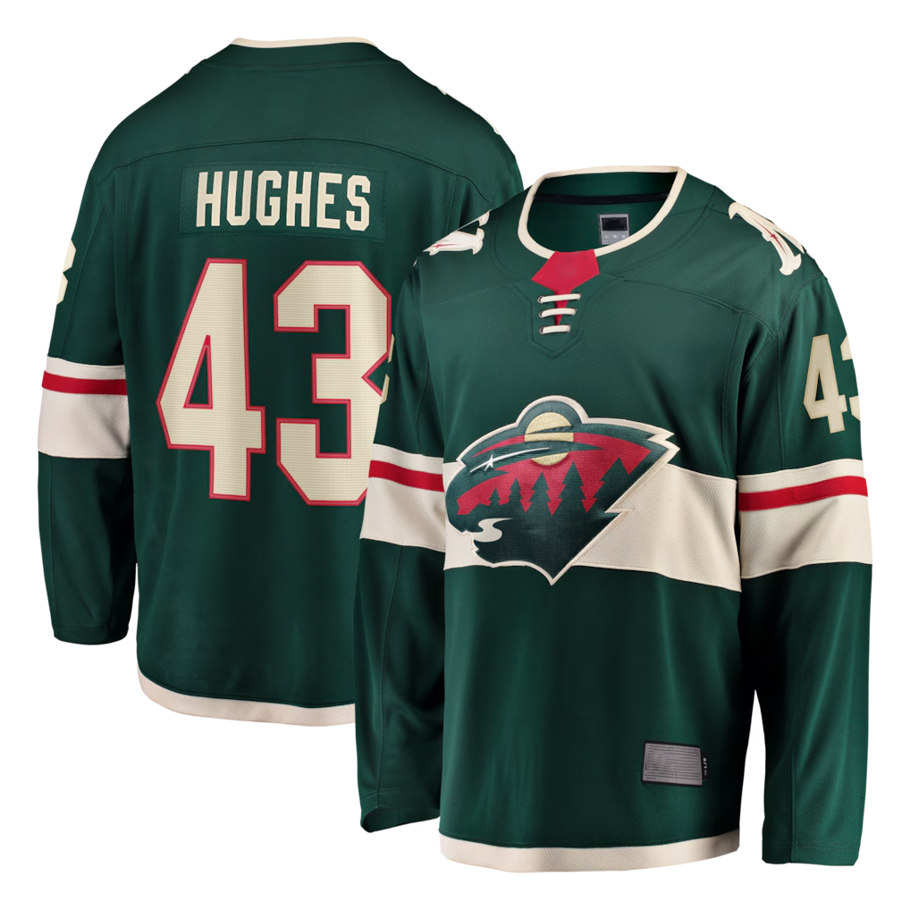 Yuxns M.Wild #43 Quinn Hughes Green Home Breakaway Jerseys