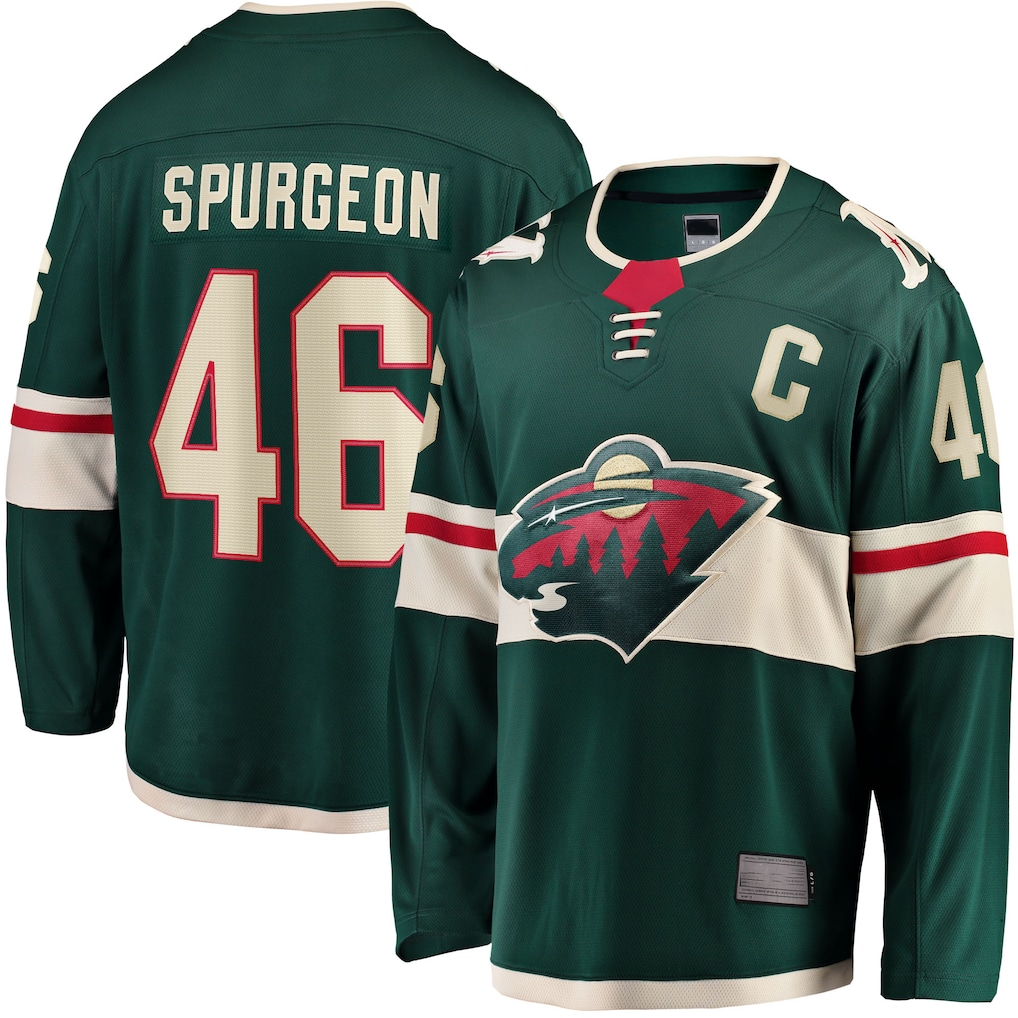 Yuxns M.Wild #46 Jared Spurgeon Green Home Breakaway Player Jerseys