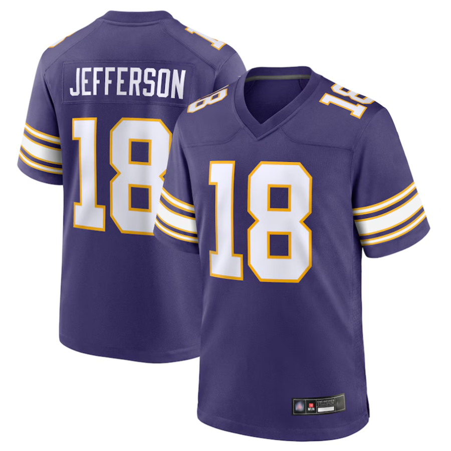 Yuxns MN.Vikings #18 Justin Jefferson Purple Vapor F.U.S.E. Limited Stitched Jerseys