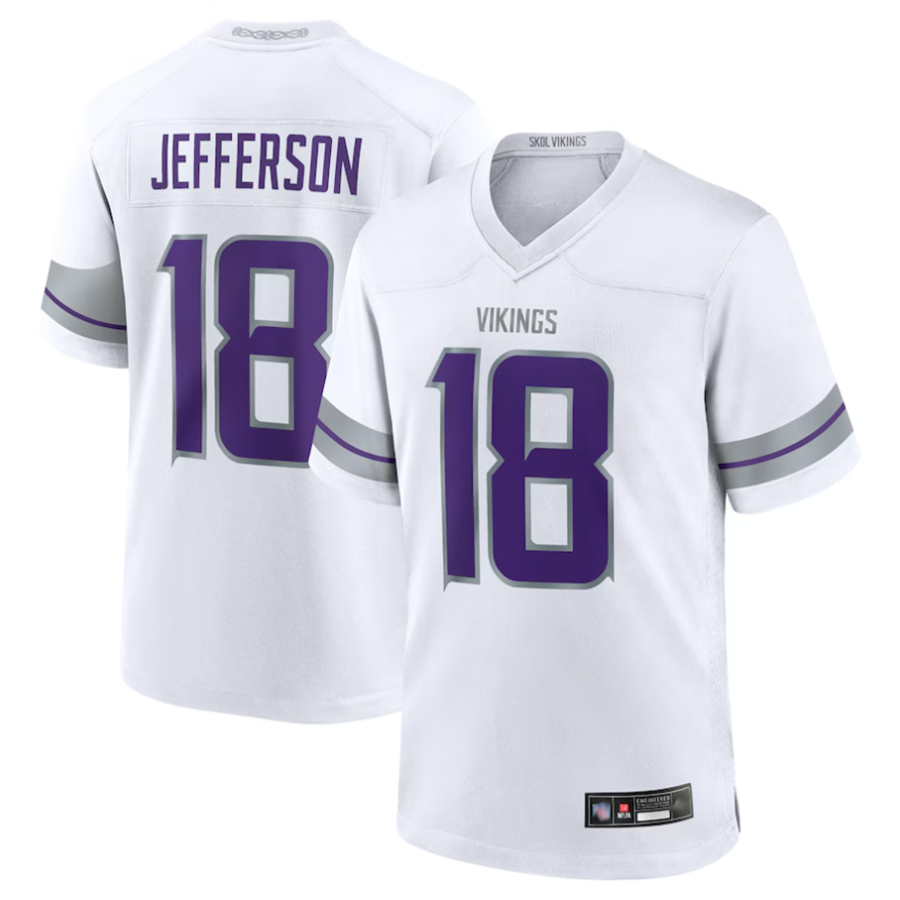 Yuxns MN.Vikings #18 Justin Jefferson Player White Replica Game Stitched Jerseys