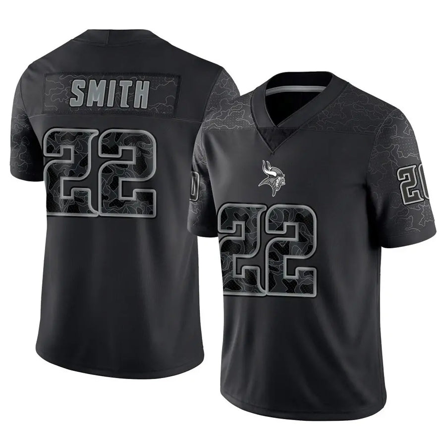 Yuxns MN.Vikings #22 Harrison Smith Player Black REFLECTIVE Limited Stitched Jerseys