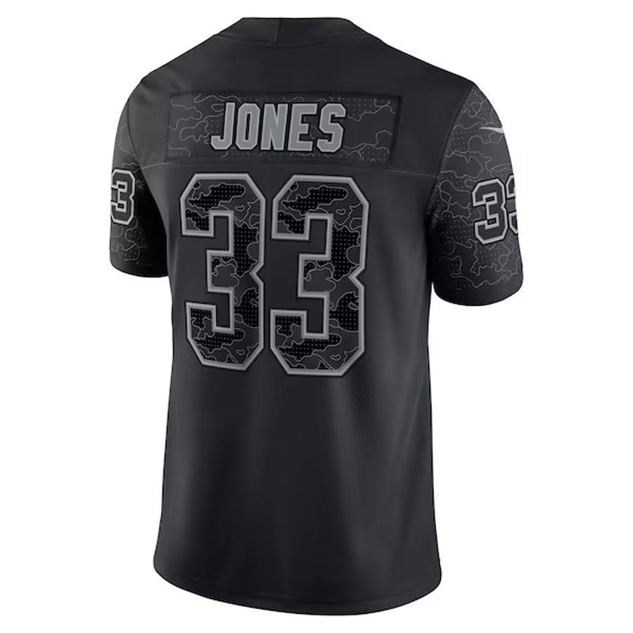 Yuxns MN.Vikings #33 Aaron Jones Player Black REFLECTIVE Limited Stitched Jerseys