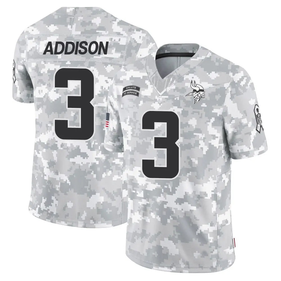 Yuxns MN.Vikings #3 Jordan Addison Player Arctic Camo Salute to Service Limited Stitched Jerseys