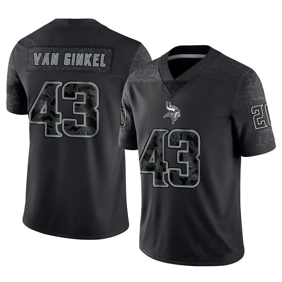 Yuxns MN.Vikings #43 Andrew Van Ginkel Player Black REFLECTIVE Limited Stitched Jerseys