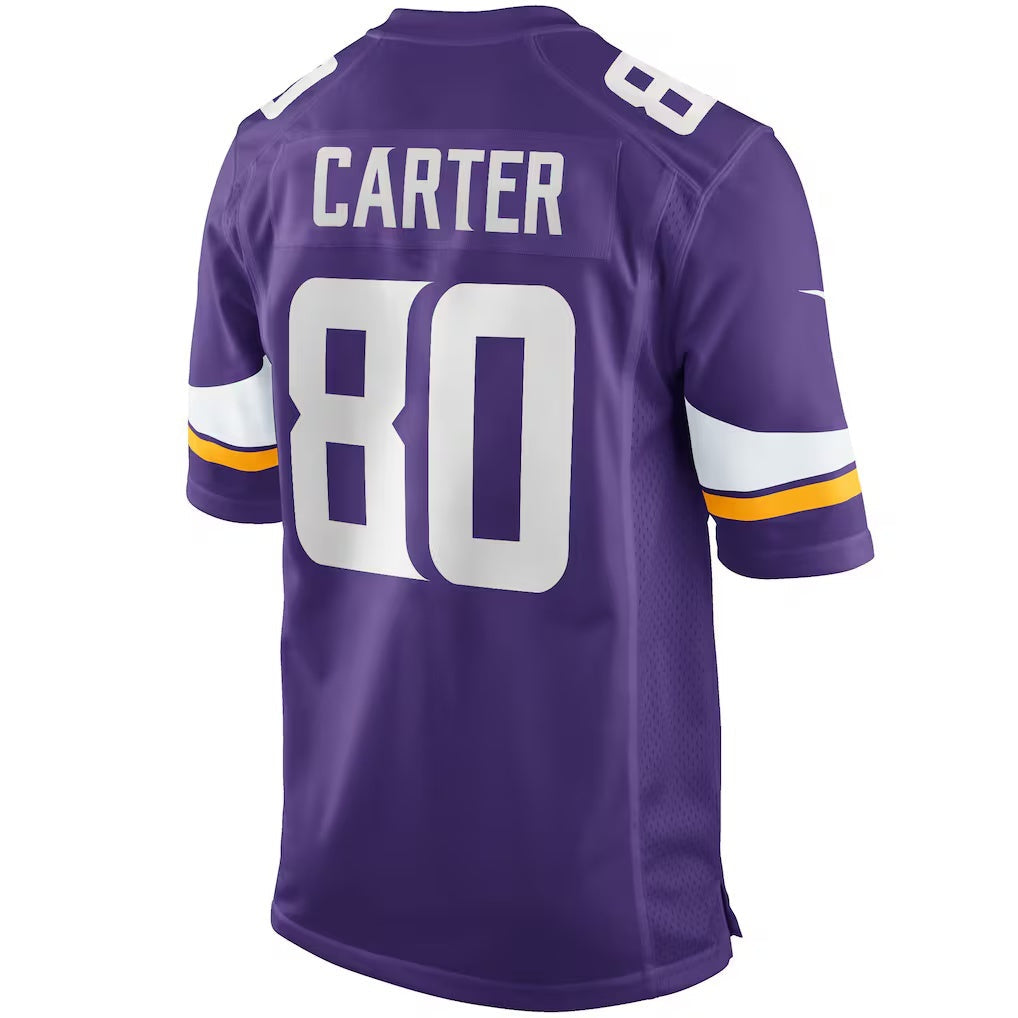 Yuxns MN.Vikings #80 Cris Carter Purple Game Retired Player Stitched Jerseys