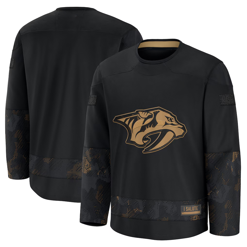 Yuxns N.Predators Black 2024 Military Appreciation Practice Jerseys