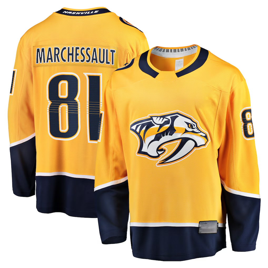 Yuxns N.Predators #81 Jonathan Marchessault Gold Home Premier Breakaway Player Jerseys