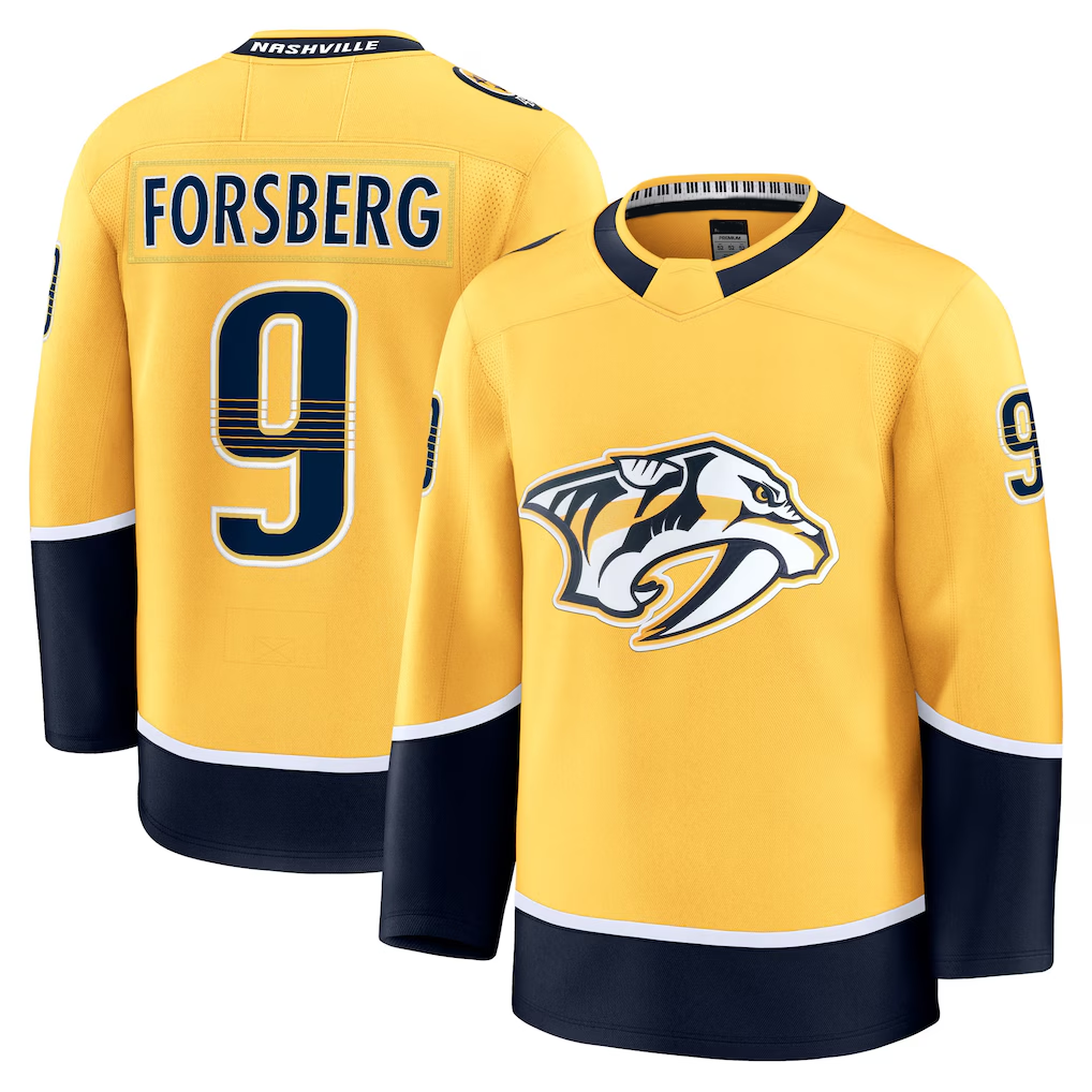 Yuxns N.Predators #9 Filip Forsberg Gold Home Breakaway Jerseys