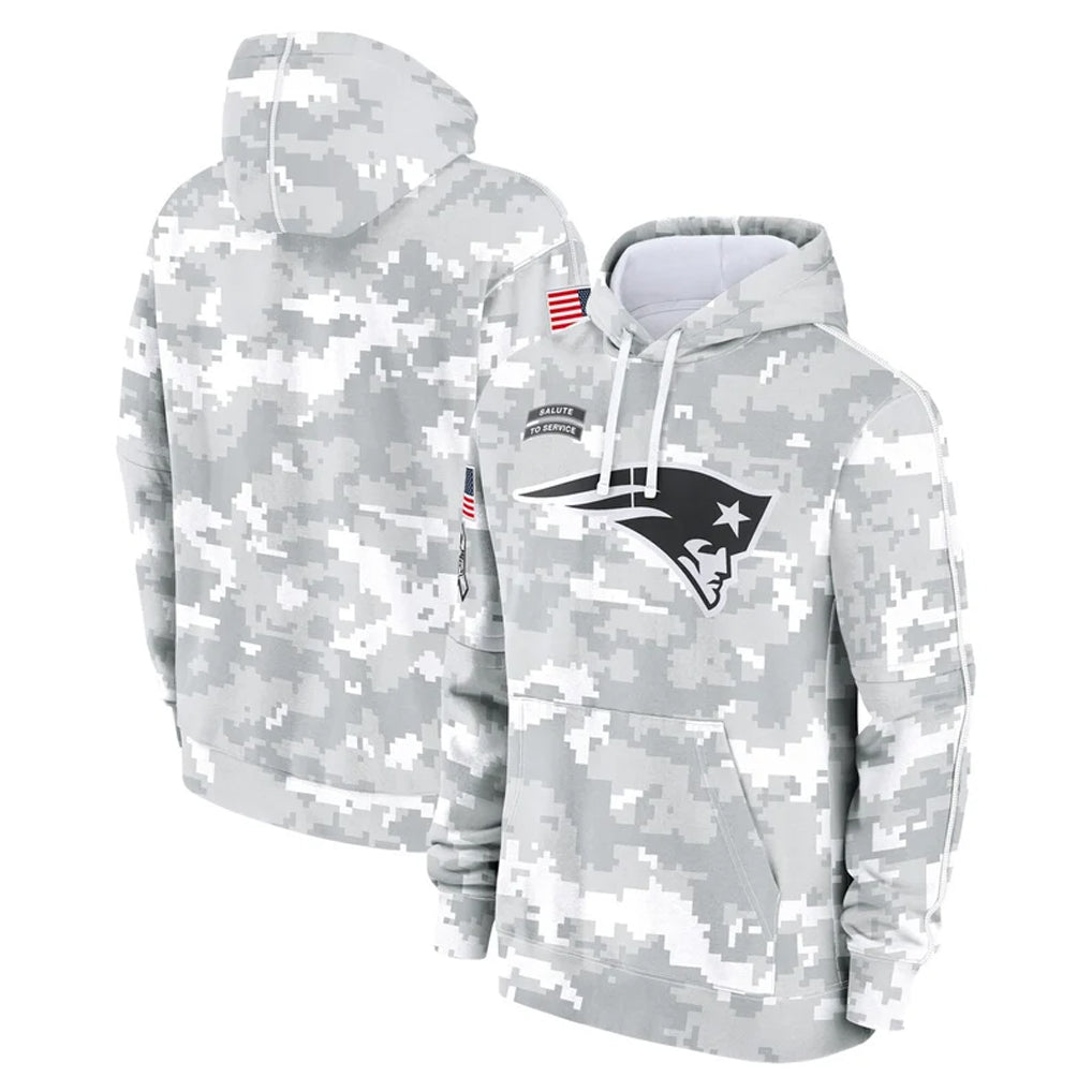 Yuxns NE.Patriots Arctic Camo Salute to Service Pullover Hoodies Limited Game Blank Player Stitched Jerseys