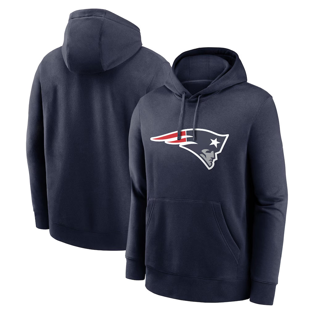 Yuxns NE.Patriots Navy LOGO Pullover Hoodies Home Game Blank Player Stitched Jerseys
