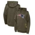 Yuxns NE.Patriots Olive Salute to Service Pullover Hoodies Home Game Blank Player Stitched Jerseys