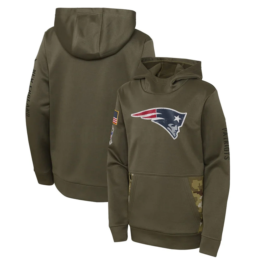 Yuxns NE.Patriots Olive Salute to Service Pullover Hoodies Home Game Blank Player Stitched Jerseys