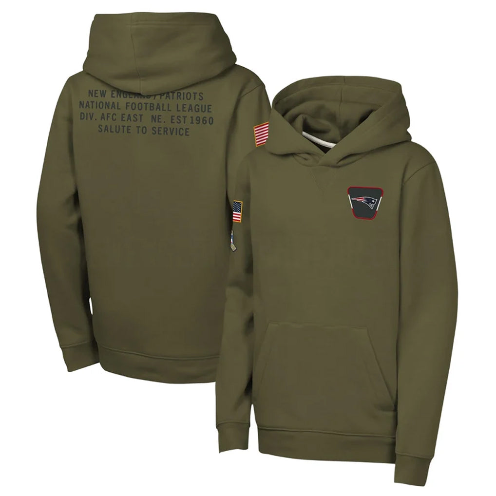 Yuxns NE.Patriots Olive Salute to Service Pullover Hoodies Limited Blank Player Stitched Jerseys