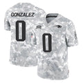Yuxns NE.Patriots #0 Christian Gonzalez Player Arctic Camo Salute To Service Limited Game Stitched Jerseys