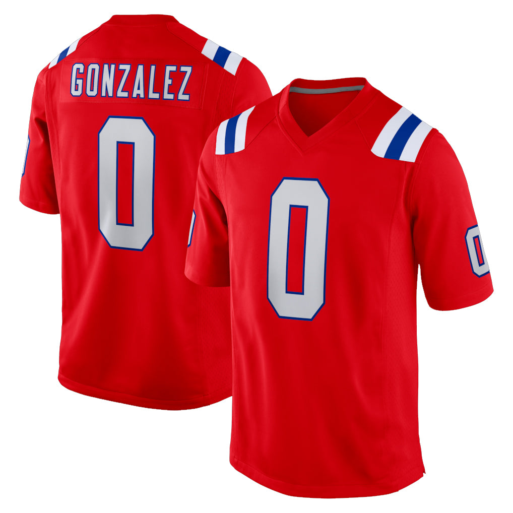 Yuxns NE.Patriots #0 Christian Gonzalez Player Red Home Game Stitched Jerseys