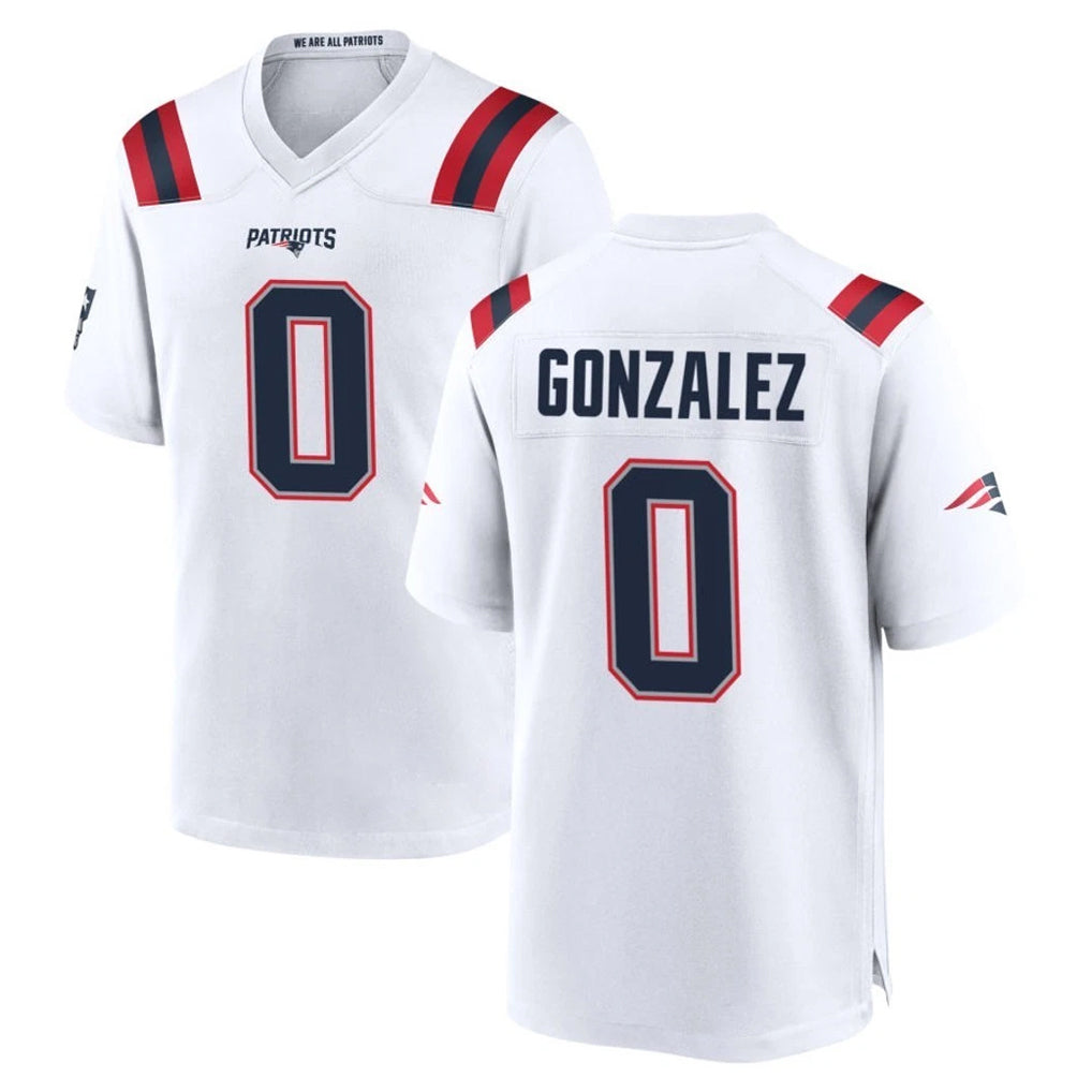 Yuxns NE.Patriots #0 Christian Gonzalez Player White Home Game Stitched Jerseys