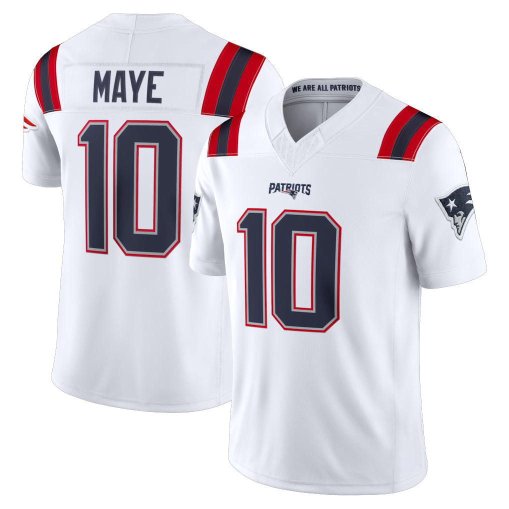 Yuxns NE.Patriots #10 Drake Maye Player White Limited Vapor F.U.S.E. Home Game Stitched Jerseys