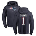 Yuxns NE.Patriots #1 A.J. Brown Player Navy LOGO Pullover Hoodies Home Game Stitched Jerseys
